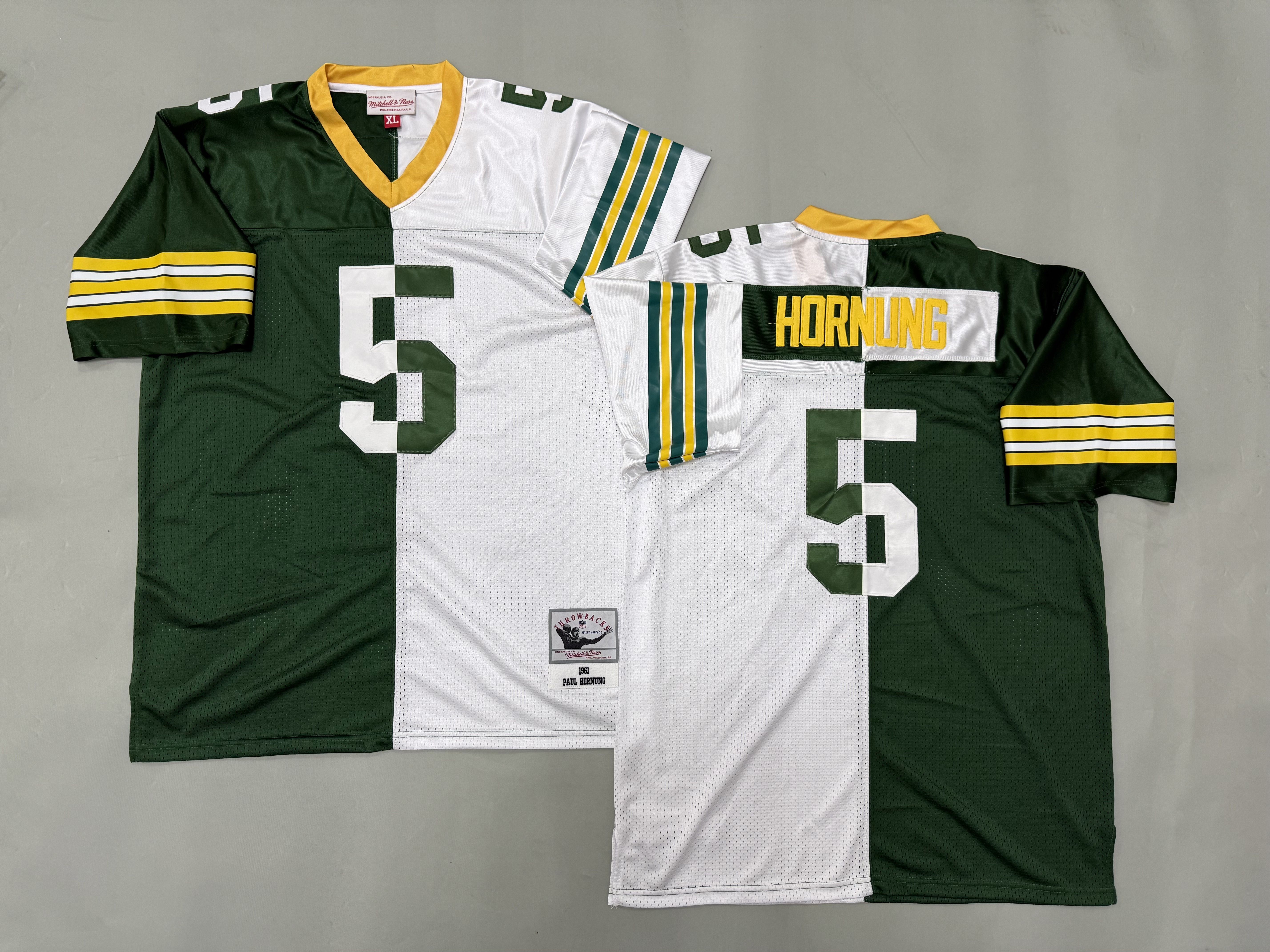 Men 2026 Green Bay Packers #5 Hornung white Green Throwback Limited NFL Jersey style 01